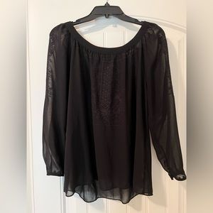 BCBG black sheer blouse